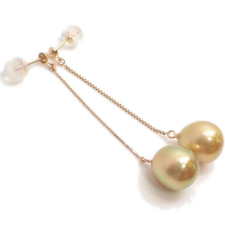 K18 南洋白蝶真珠 ゴールドパール 約10～10.5mm シンプル チェーン