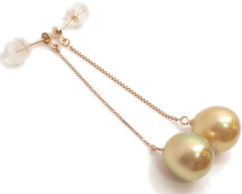 K18 南洋白蝶真珠 ゴールドパール 約10～10.5mm シンプル チェーン