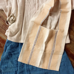 [促銷]凱倫手織肩背包/橙棕x白色/植物染棉、手工縫製/1件 第3張的照片