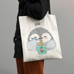ペンギンと麺 -トートバッグ 1枚目の画像
