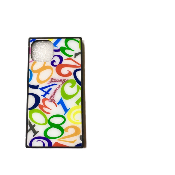 【スワロフスキー®・クリスタルを使用】iPhone強化ガラスケース　iPhone14 スクエア　14pro 管理K-2 2枚目の画像