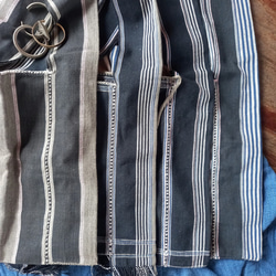 [セール]カレン族の手織りショルダーバッグ/ダークグレー(藍・白ストライプ)/草木染めコットン, 手縫い/1点もの 8枚目の画像