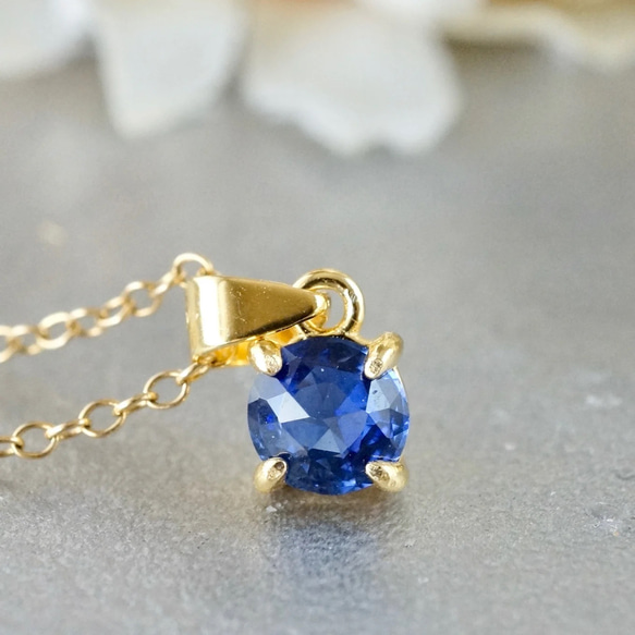9月誕生石 再販 合成サファイア ローズカット ペンダントトップ 18k  