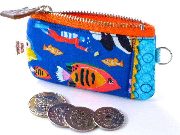 熱帯魚(ブルー)/ふわふわコインケース 3枚目の画像