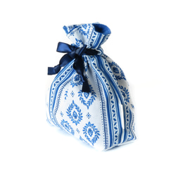 [魅力普羅旺斯] 法國面料藍寶石藍色抽繩小袋 S 碼 第5張的照片