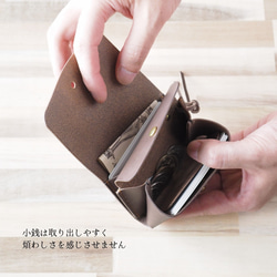 コロンと可愛いコンパクト財布「ハルモニッカ」 イタリアンレザー 小さい財布 4枚目の画像
