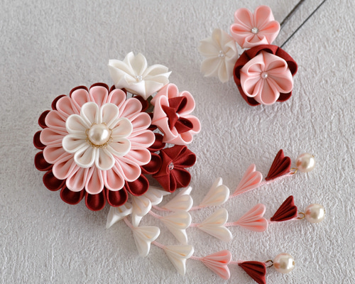 ダリアと仲間たち ✤ ピンク ヘアクリップ＆Uピン 成人式 卒業式 結婚