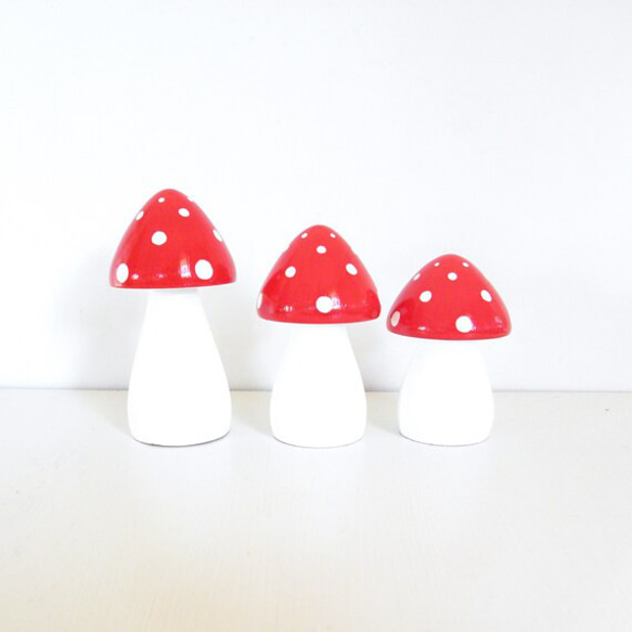 Dreamy mushroom 小さめ３個セットー 木のキノコ/白の柄、木の柄/選べるカラー 5枚目の画像