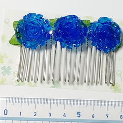 【ハンドメイド】青薔薇ヘアーアクセサリー 4枚目の画像