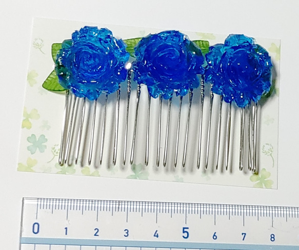 【ハンドメイド】青薔薇ヘアーアクセサリー 4枚目の画像