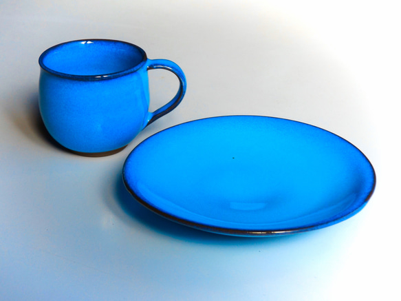 天藍色 Demitasse 杯子和碟子 第2張的照片