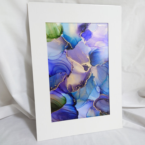 アルコールインクアート/紫/青【A4原画】 その他アート ieno_art 通販