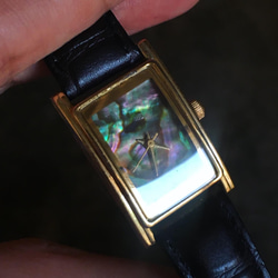 【Lost and find】古董款 天然石 方 幻彩 鮑貝 手錶 第4張的照片