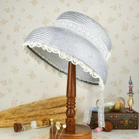 ◇すぐのお届け◇Hug me.  カントリー ガーリー な レトロ な形 夏の 帽子 titimpuipui 2枚目の画像