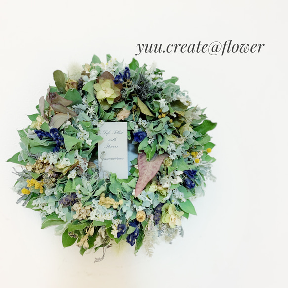 『yuu.create@flower』小花とパールアカシアのリース 4枚目の画像