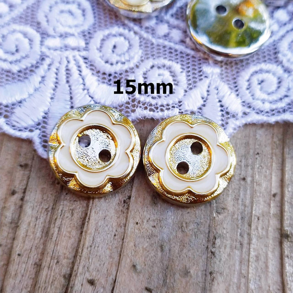 i81137【13mm/15mm 10pcs】花朵銀鈕扣 第4張的照片