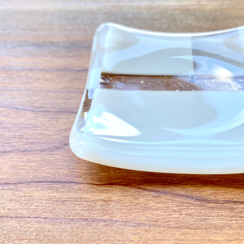 カケラを集めて（小皿）-b」四角いお皿 ガラス皿 食器 ガラス工芸