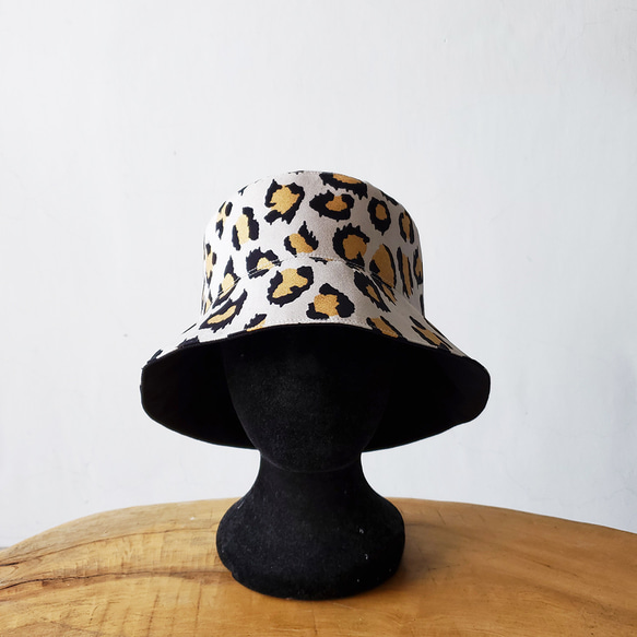 法式女孩風雙面漁夫帽 金蔥豹紋 漁夫帽 Leopard Pattern Double-sided Bucket hat 第2張的照片