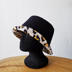 法式女孩風雙面漁夫帽 金蔥豹紋 漁夫帽 Leopard Pattern Double-sided Bucket hat 第6張的照片