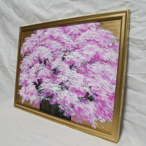 油絵 絵画 大桜【A2】 美術品・アンティーク・コレクション