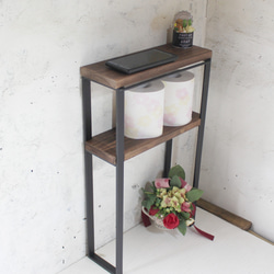 アイアントースターラック・角パイプ・白 棚・シェルフ・ラック