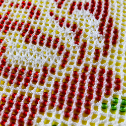 【新作】NOKOのカラフルレース編み 薔薇のスクエアドイリー（27×24） 4枚目の画像