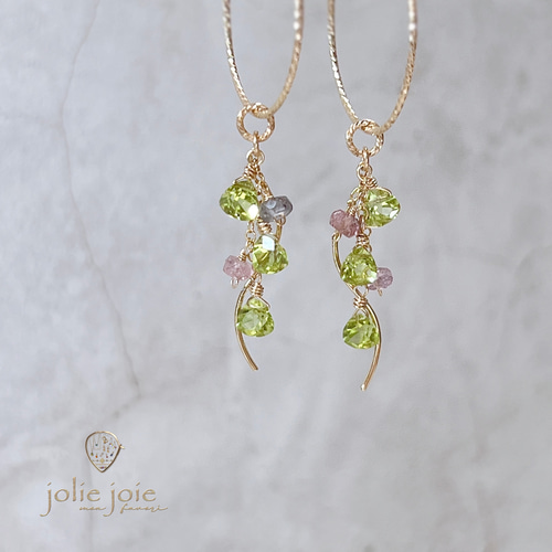 グリーンBOX】エメラルドペリドット他チャームピアスイヤリング