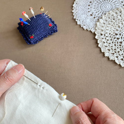 特集掲載》手編み 大人のガーゼハンカチ＊アイボリー♢クロッシェ