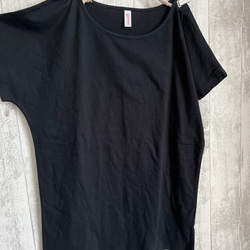夏cotton100%シンプルドルマンTシャツ♦黒 2枚目の画像