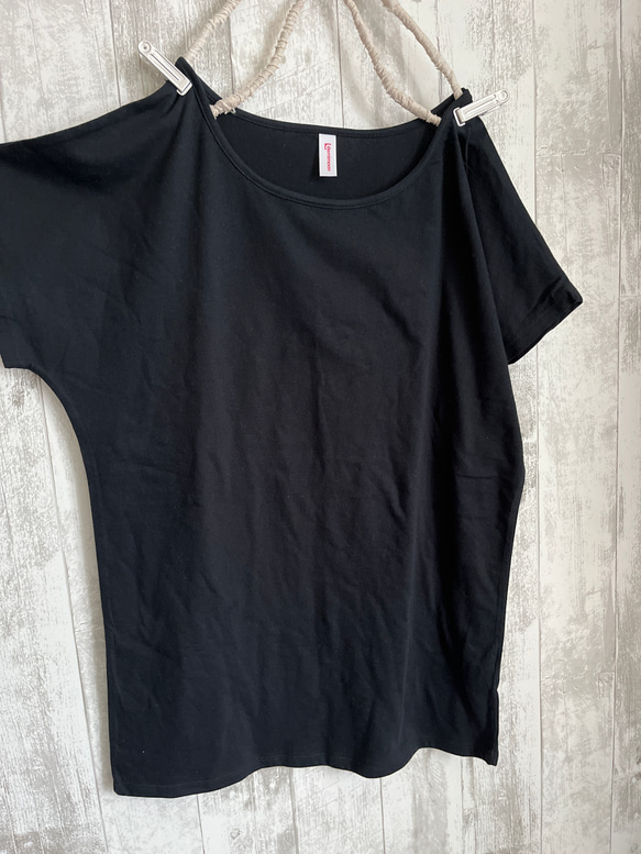 夏cotton100%シンプルドルマンTシャツ♦黒 2枚目の画像