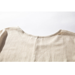 綿麻Tシャツ　ドルマンスリーブ　大きいサイズTシャツ　ゆとりTシャツ　水洗い柔らかい綿麻ベージュ＃L030BE 5枚目の画像