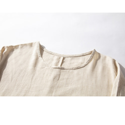 綿麻Tシャツ　ドルマンスリーブ　大きいサイズTシャツ　ゆとりTシャツ　水洗い柔らかい綿麻ベージュ＃L030BE 3枚目の画像