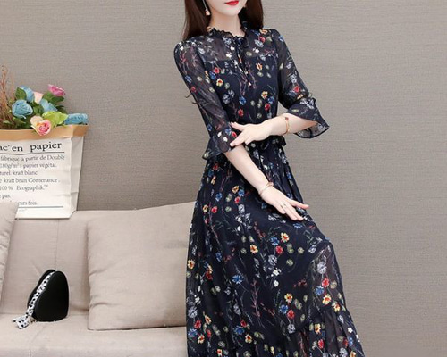 専用【即日発送】♡風にそよぐ藤色の花♡リボンタイシフォンワンピース♡XL 楽天市場】【再入荷♪3/24 20時】（S~L対応）花飾りネックの