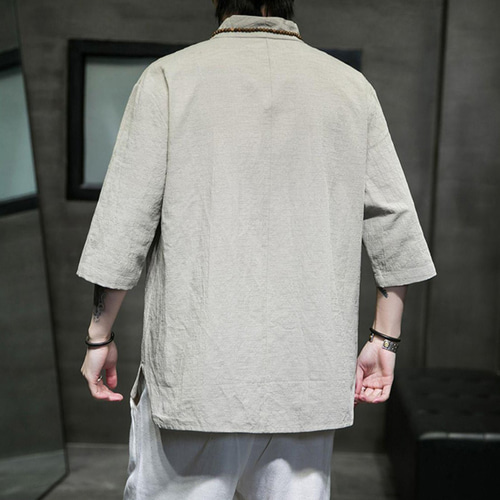 シャツ 七分袖 リネンシャツ 無地シャツ 綿麻 大きいサイズ 2353 vintage el リネンシャツ 7分袖シャツ 麻シャツ メンズ 薄手 綿