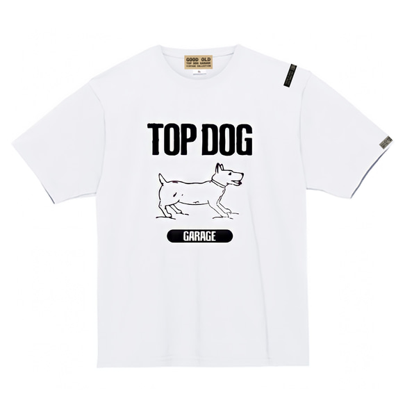 ヴィンテージ　スタンプ「TOP DOG GARAGE-White」Tシャツ(TDGTS-02WH7.4oz-) 1枚目の画像