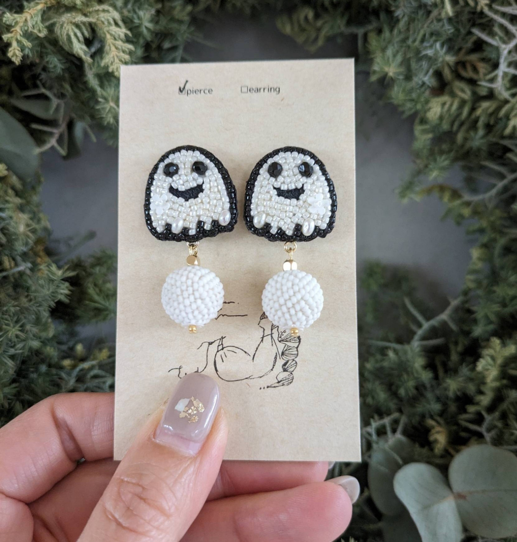 【ピアス/イヤリング】Ohana no obake とビーズボール