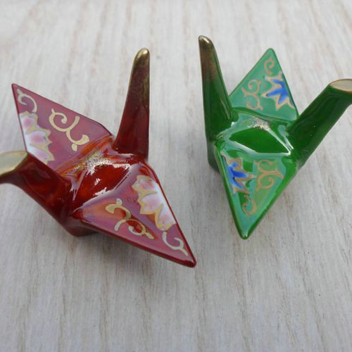 ◇商品番号 4633 折り鶴箸置きペアセット 紫泉 箸・箸置き 松韻堂 通販