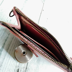 フラグメントケース（桜色）ミニ財布　コンパクト財布　本革　レザーウォレット　スリムな財布 6枚目の画像