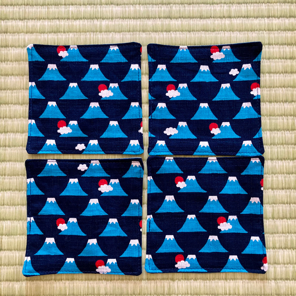 みどりん様専用和柄コースター富士山4枚組 1枚目の画像