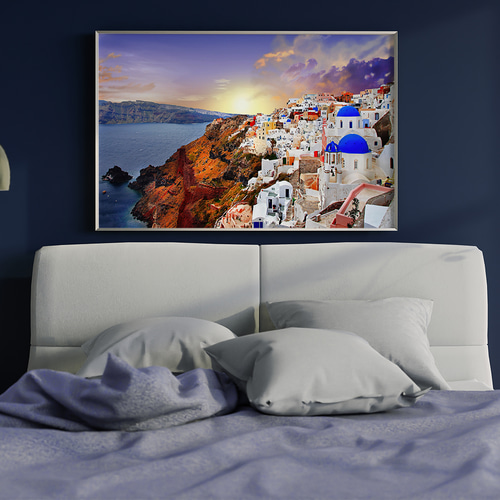 壁掛けストーン　サントリーニ　サントリーニ島 ギリシャ 風景写真 サントリーニ島 イア インテリアアート