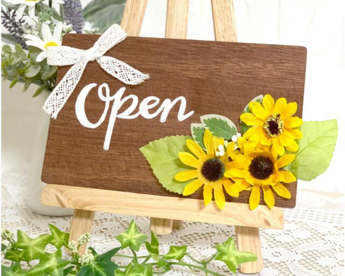 Open】手書き看板！ひまわり② 表札・ネームプレート RUKA wedding