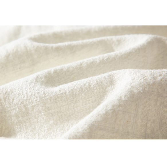 9分丈綿麻ワイドパンツ　中厚砂洗い綿麻　ゆとりパンツ　紐＋ゴムウエスト　バイカラー　ホワイト　＃L033WH 10枚目の画像
