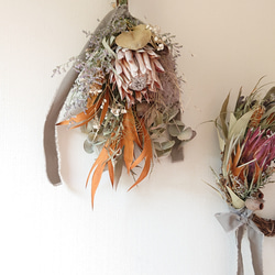 Creema限定】受注製作 キングプロテアのスワッグ∗*ﾟドライフラワー