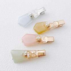 ニュアンスカラーのヘアクリップ シェルラメ レジン ヘアクリップ