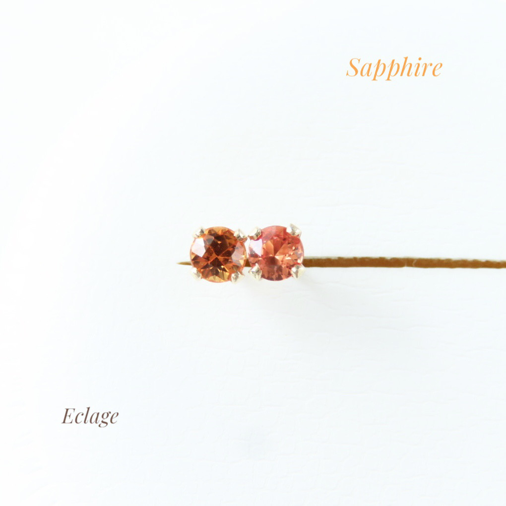 〈14kgf〉オレンジサファイアのスタッドピアス