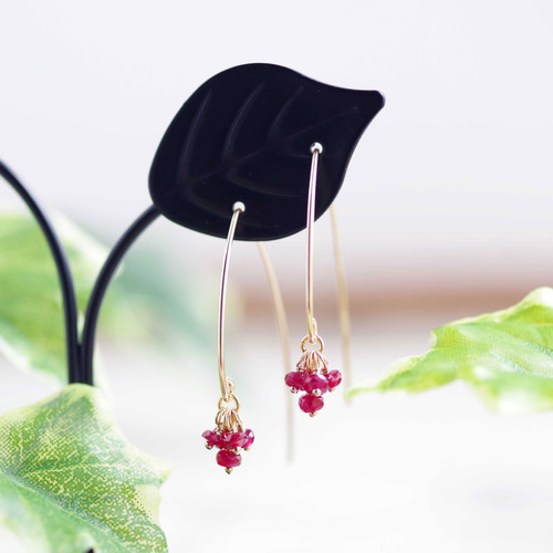 K14GF【ruby red】ルビーレッド・ピアス［ルビー］ ピアス（フック