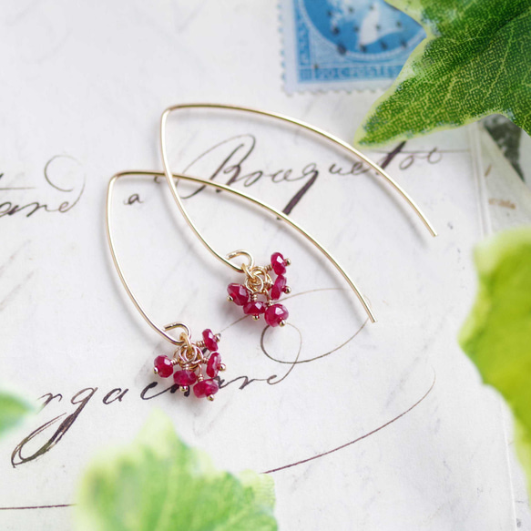 ピアス Ruby K14GF【ruby red】ルビーレッド・ピアス［ルビー］ ピアス（フック