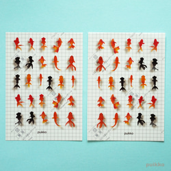 透明シール 金魚イラスト（影付き）A（A6×2枚） シール・ステッカー