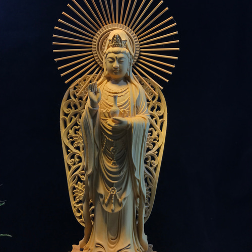 南海観音 観音菩薩 稀少珍品 観音像 仏壇 仏像 一刀彫り 仏教工芸品