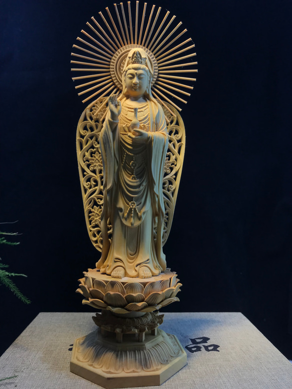 南海観音 観音菩薩 稀少珍品 観音像 仏壇 仏像 一刀彫り 仏教工芸品 
